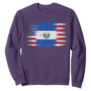 El Salvador American Flag Sweatshirt Distressed Grunge USA Salvadoran Pride TS10 Purple Print Your Wear