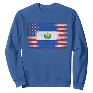 El Salvador American Flag Sweatshirt Distressed Grunge USA Salvadoran Pride TS10 Royal Blue Print Your Wear