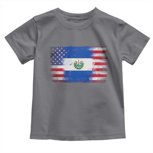 El Salvador American Flag Toddler T Shirt Distressed Grunge USA Salvadoran Pride TS10 Charcoal Print Your Wear
