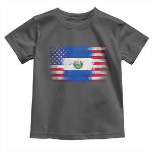 El Salvador American Flag Toddler T Shirt Distressed Grunge USA Salvadoran Pride TS10 Dark Heather Print Your Wear