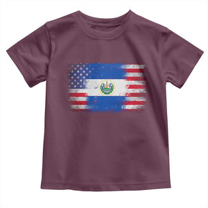 El Salvador American Flag Toddler T Shirt Distressed Grunge USA Salvadoran Pride TS10 Maroon Print Your Wear