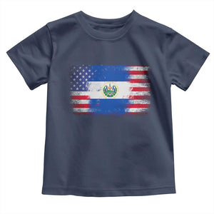 El Salvador American Flag Toddler T Shirt Distressed Grunge USA Salvadoran Pride TS10 Navy Print Your Wear