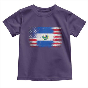 El Salvador American Flag Toddler T Shirt Distressed Grunge USA Salvadoran Pride TS10 Purple Print Your Wear