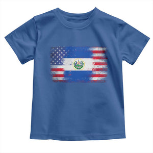 El Salvador American Flag Toddler T Shirt Distressed Grunge USA Salvadoran Pride TS10 Royal Blue Print Your Wear