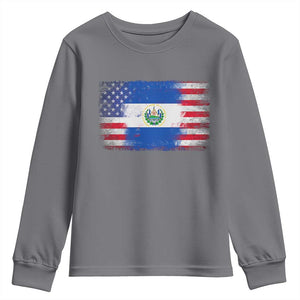 El Salvador American Flag Youth Sweatshirt Distressed Grunge USA Salvadoran Pride TS10 Charcoal Print Your Wear