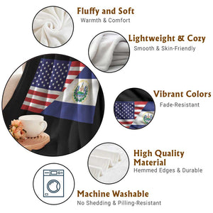 El Salvador American Flag Throw Blanket Salvadoran USA Pride Heritage Roots TS10 Print Your Wear