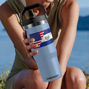 El Salvador American Flag Flip Straw Tumbler Salvadoran USA Pride Heritage Roots TS10 One Size: 30 oz Light Blue Print Your Wear