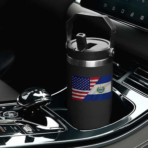 El Salvador American Flag Flip Straw Tumbler Salvadoran USA Pride Heritage Roots TS10 Print Your Wear