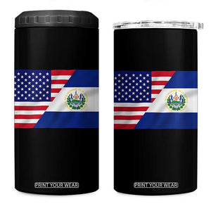 El Salvador American Flag 4 in 1 Can Cooler Tumbler Salvadoran USA Pride Heritage Roots TS10 One Size: 16 oz Black Print Your Wear