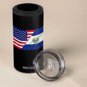 El Salvador American Flag 4 in 1 Can Cooler Tumbler Salvadoran USA Pride Heritage Roots TS10 Print Your Wear