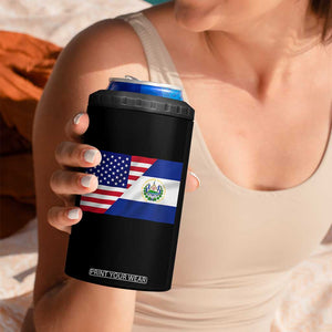 El Salvador American Flag 4 in 1 Can Cooler Tumbler Salvadoran USA Pride Heritage Roots TS10 Print Your Wear