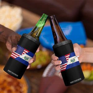 El Salvador American Flag 4 in 1 Can Cooler Tumbler Salvadoran USA Pride Heritage Roots TS10 Print Your Wear
