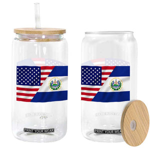 El Salvador American Flag Glass Can Salvadoran USA Pride Heritage Roots TS10 Print Your Wear