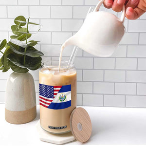 El Salvador American Flag Glass Can Salvadoran USA Pride Heritage Roots TS10 Print Your Wear