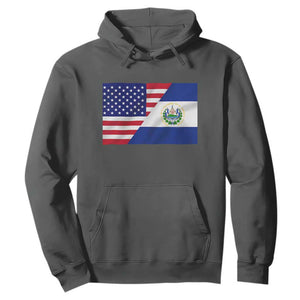 El Salvador American Flag Hoodie Salvadoran USA Pride Heritage Roots TS10 Dark Heather Print Your Wear