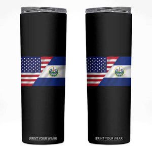 El Salvador American Flag Skinny Tumbler Salvadoran USA Pride Heritage Roots TS10 Black Print Your Wear