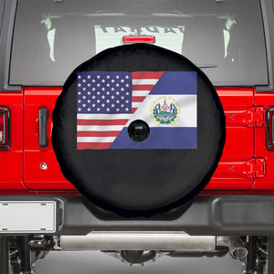 El Salvador American Flag Spare Tire Cover Salvadoran USA Pride Heritage Roots TS10 Black Print Your Wear