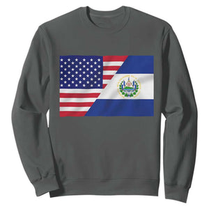El Salvador American Flag Sweatshirt Salvadoran USA Pride Heritage Roots TS10 Dark Heather Print Your Wear