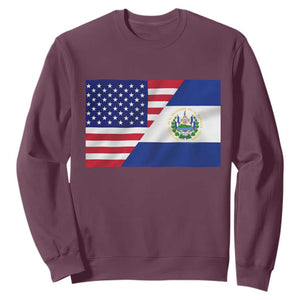 El Salvador American Flag Sweatshirt Salvadoran USA Pride Heritage Roots TS10 Maroon Print Your Wear