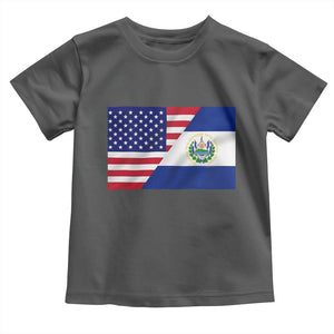 El Salvador American Flag Toddler T Shirt Salvadoran USA Pride Heritage Roots TS10 Dark Heather Print Your Wear