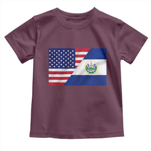 El Salvador American Flag Toddler T Shirt Salvadoran USA Pride Heritage Roots TS10 Maroon Print Your Wear