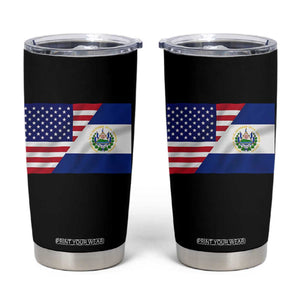 El Salvador American Flag Tumbler Cup Salvadoran USA Pride Heritage Roots TS10 Black Print Your Wear