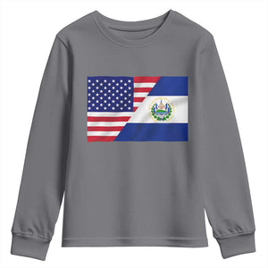 El Salvador American Flag Youth Sweatshirt Salvadoran USA Pride Heritage Roots TS10 Charcoal Print Your Wear
