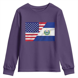 El Salvador American Flag Youth Sweatshirt Salvadoran USA Pride Heritage Roots TS10 Purple Print Your Wear