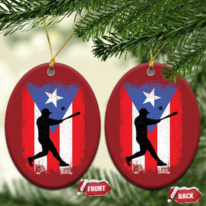 Puerto Rico Flag Baseball Christmas Ornament Cool Distressed Jersey Gift Boricua Boys TS10 Oval Red Print Your Wear
