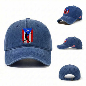 Puerto Rico Flag Baseball Washed Cotton Baseball Cap Cool Distressed Jersey Gift Boricua Boys TS10 Washed Cap Universal Fit Royal Blue Print Your Wear