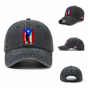 Puerto Rico Flag Baseball Washed Cotton Baseball Cap Cool Distressed Jersey Gift Boricua Boys TS10 Washed Cap Universal Fit Dark Gray Print Your Wear