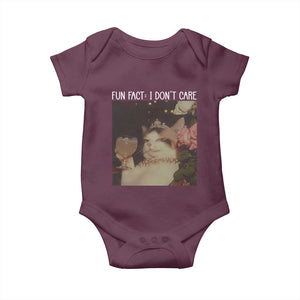 Cat Meme Baby Onesie Fun Fact I Dont Care Funny Saying Quote TS10 Maroon Print Your Wear