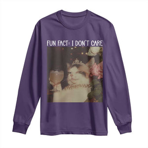 Cat Meme Long Sleeve Shirt Fun Fact I Dont Care Funny Saying Quote TS10 Purple Print Your Wear