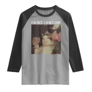 Cat Meme Raglan Shirt Fun Fact I Dont Care Funny Saying Quote TS10 Sport Gray Black Print Your Wear