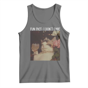 Cat Meme Tank Top Fun Fact I Dont Care Funny Saying Quote TS10 Black Heather Print Your Wear