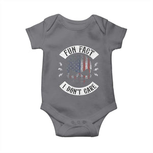 Fun Fact I Dont Care Baby Onesie Retro US Flag Skull Skeleton Funny Saying Quote TS10 Charcoal Print Your Wear