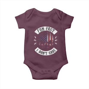 Fun Fact I Dont Care Baby Onesie Retro US Flag Skull Skeleton Funny Saying Quote TS10 Maroon Print Your Wear