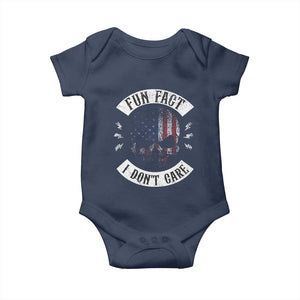 Fun Fact I Dont Care Baby Onesie Retro US Flag Skull Skeleton Funny Saying Quote TS10 Navy Print Your Wear
