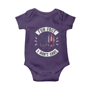 Fun Fact I Dont Care Baby Onesie Retro US Flag Skull Skeleton Funny Saying Quote TS10 Purple Print Your Wear