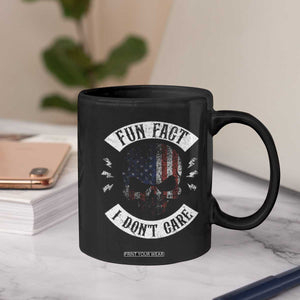Fun Fact I Dont Care Coffee Mug Retro US Flag Skull Skeleton Funny Saying Quote TS10 Print Your Wear