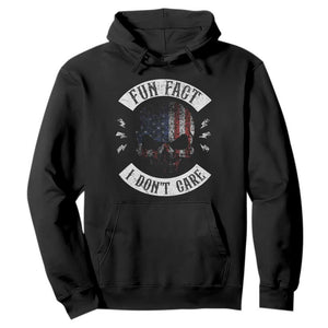 Fun Fact I Dont Care Hoodie Retro US Flag Skull Skeleton Funny Saying Quote TS10 Black Print Your Wear