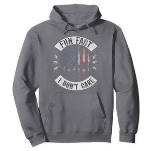 Fun Fact I Dont Care Hoodie Retro US Flag Skull Skeleton Funny Saying Quote TS10 Charcoal Print Your Wear