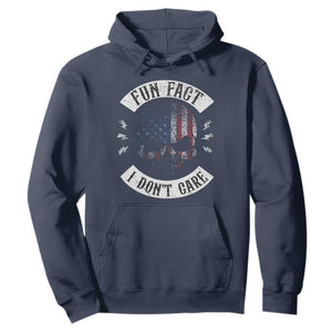 Fun Fact I Dont Care Hoodie Retro US Flag Skull Skeleton Funny Saying Quote TS10 Navy Print Your Wear