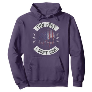 Fun Fact I Dont Care Hoodie Retro US Flag Skull Skeleton Funny Saying Quote TS10 Purple Print Your Wear
