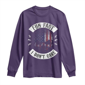 Fun Fact I Dont Care Long Sleeve Shirt Retro US Flag Skull Skeleton Funny Saying Quote TS10 Purple Print Your Wear