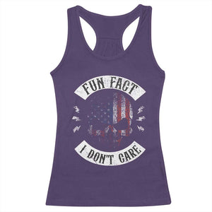 Fun Fact I Dont Care Racerback Tank Top Retro US Flag Skull Skeleton Funny Saying Quote TS10 Purple Print Your Wear