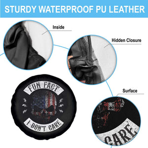 Fun Fact I Dont Care Spare Tire Cover Retro US Flag Skull Skeleton Funny Saying Quote TS10 Print Your Wear