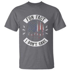 Fun Fact I Dont Care T Shirt Retro US Flag Skull Skeleton Funny Saying Quote TS10 Charcoal Print Your Wear