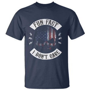 Fun Fact I Dont Care T Shirt Retro US Flag Skull Skeleton Funny Saying Quote TS10 Navy Print Your Wear