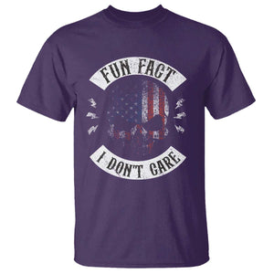 Fun Fact I Dont Care T Shirt Retro US Flag Skull Skeleton Funny Saying Quote TS10 Purple Print Your Wear